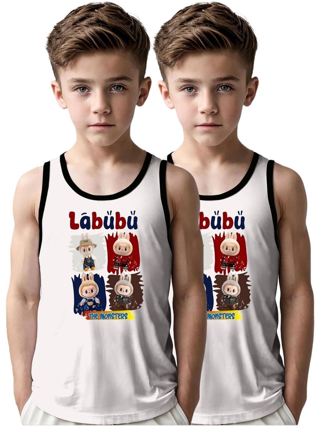 MGRS Boys Pack Of 2 Printed Cotton Basic Vests-image-15