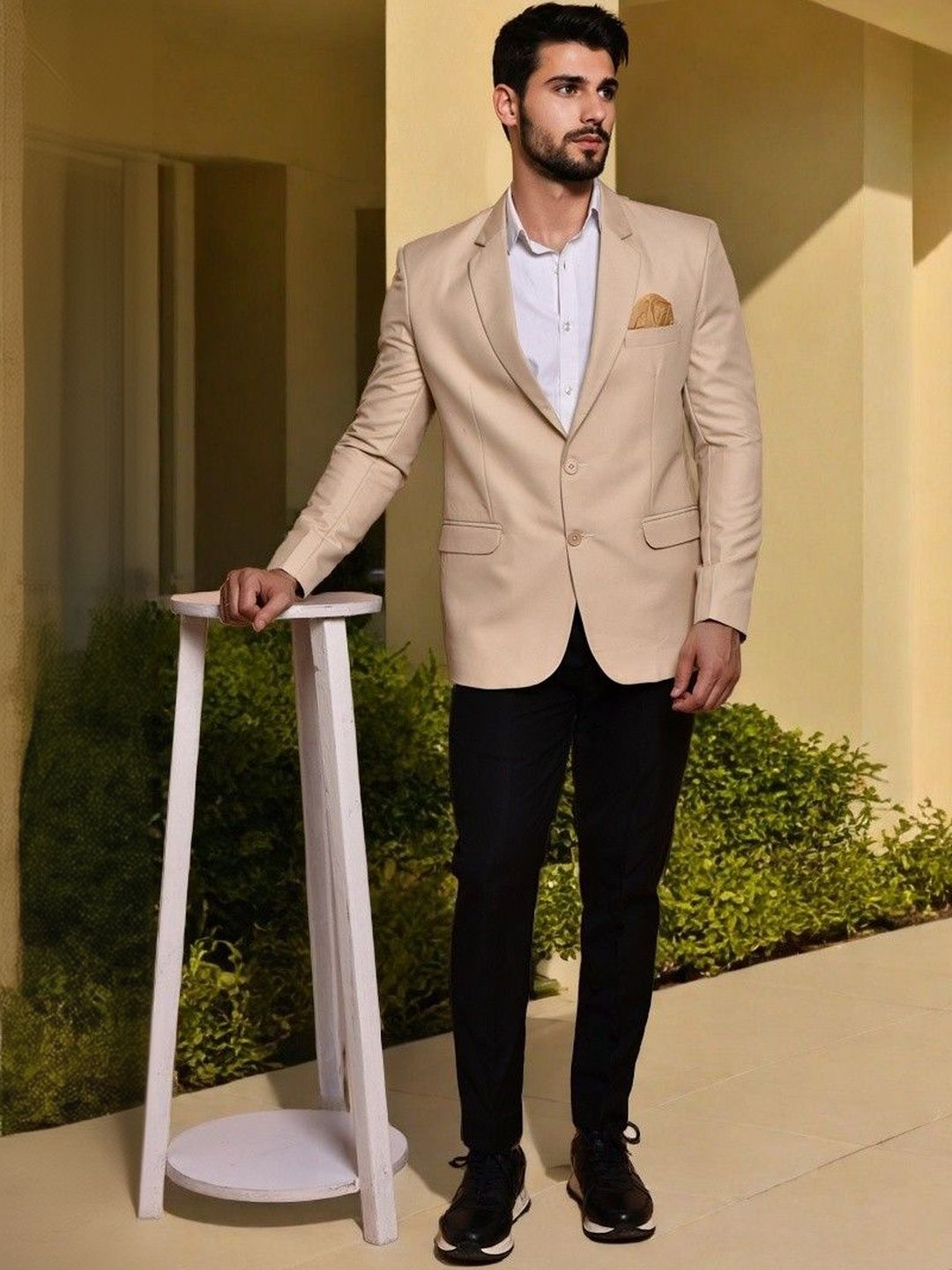 PRINTINDIA Notched Lapel Single-Breasted Blazer-picture-28