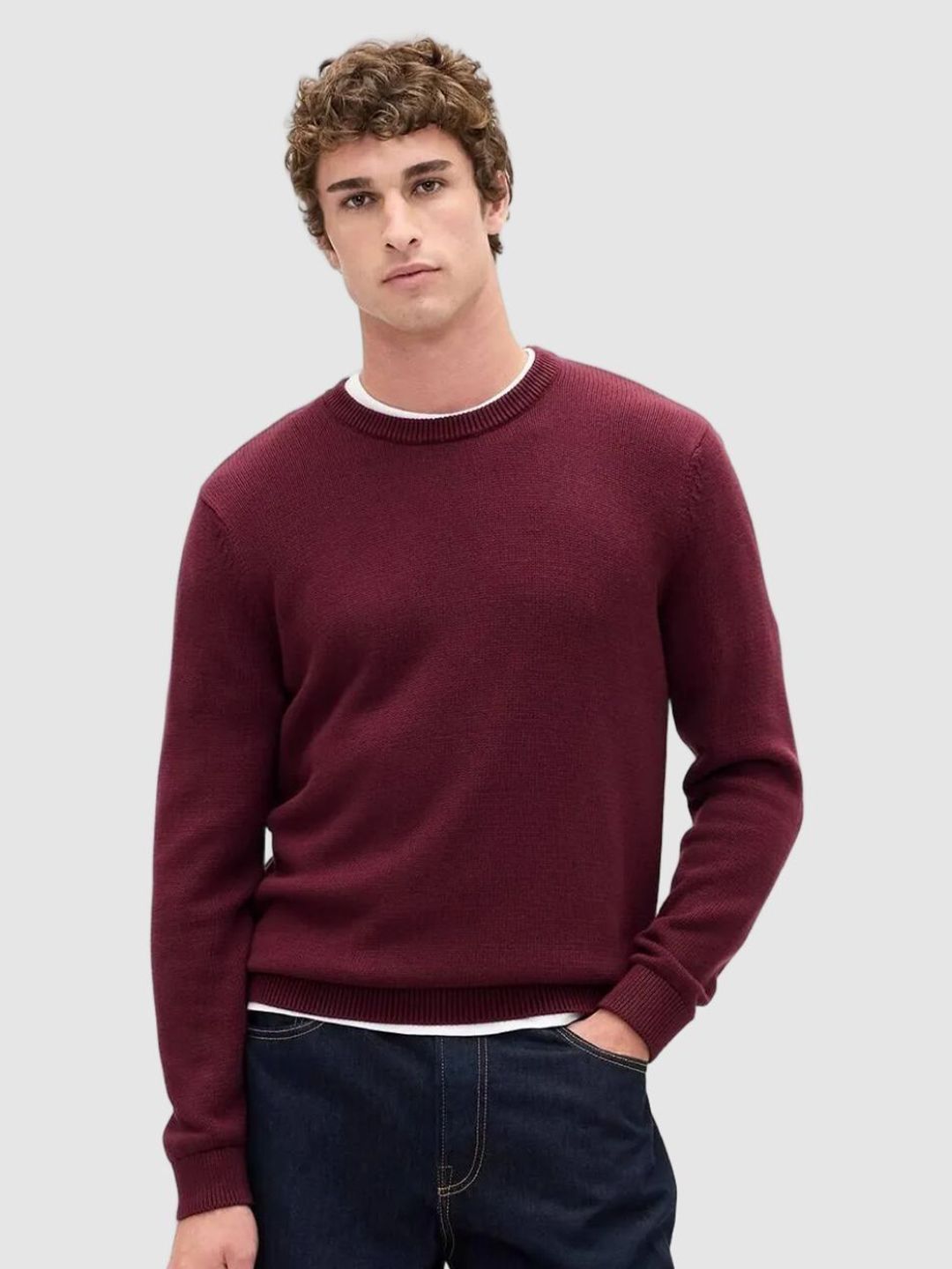 GAP Men Ribbed Round Neck Long Sleeves Pullover Sweater