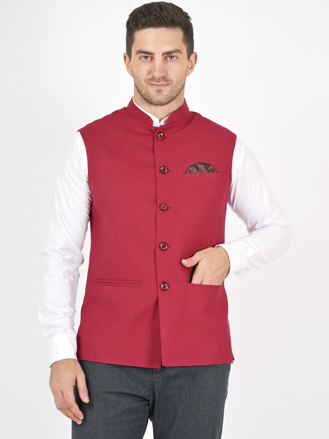 Badoliya & Sons Cotton Linen Nehru Jacket-image-3