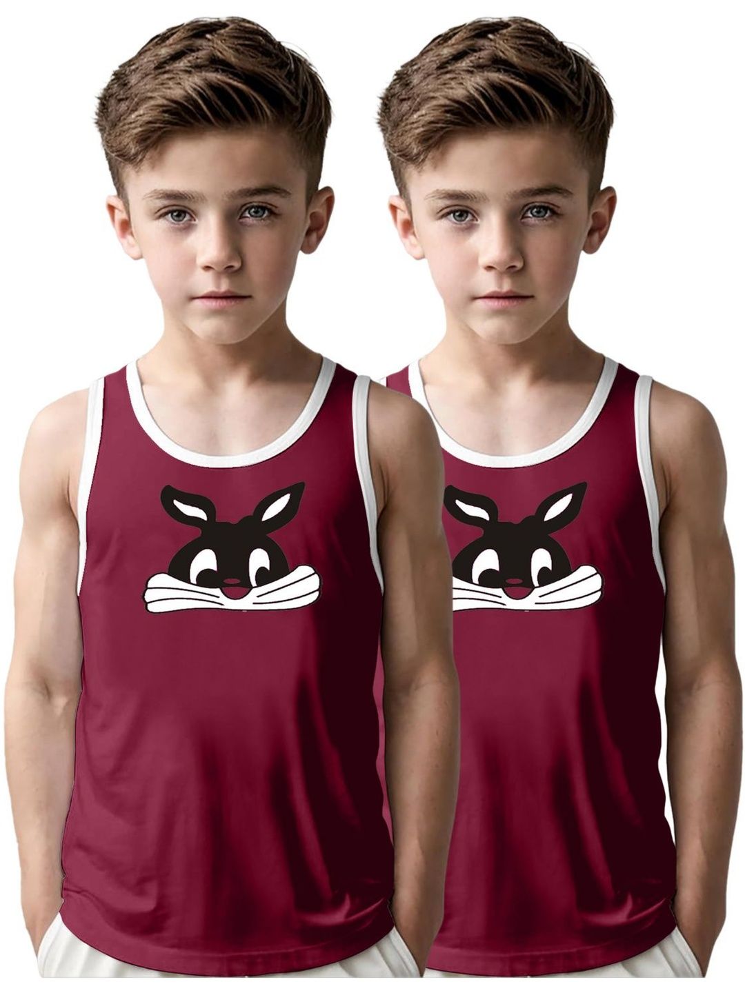 MGRS Boys Pack Of 2 Printed Cotton Basic Vests-image-43