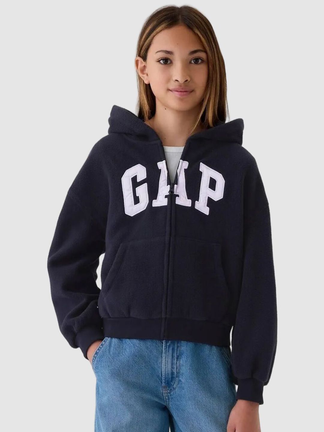 GAP Girls Brand Logo Long Sleeves Zip-Front Sweatshirt-picture-43