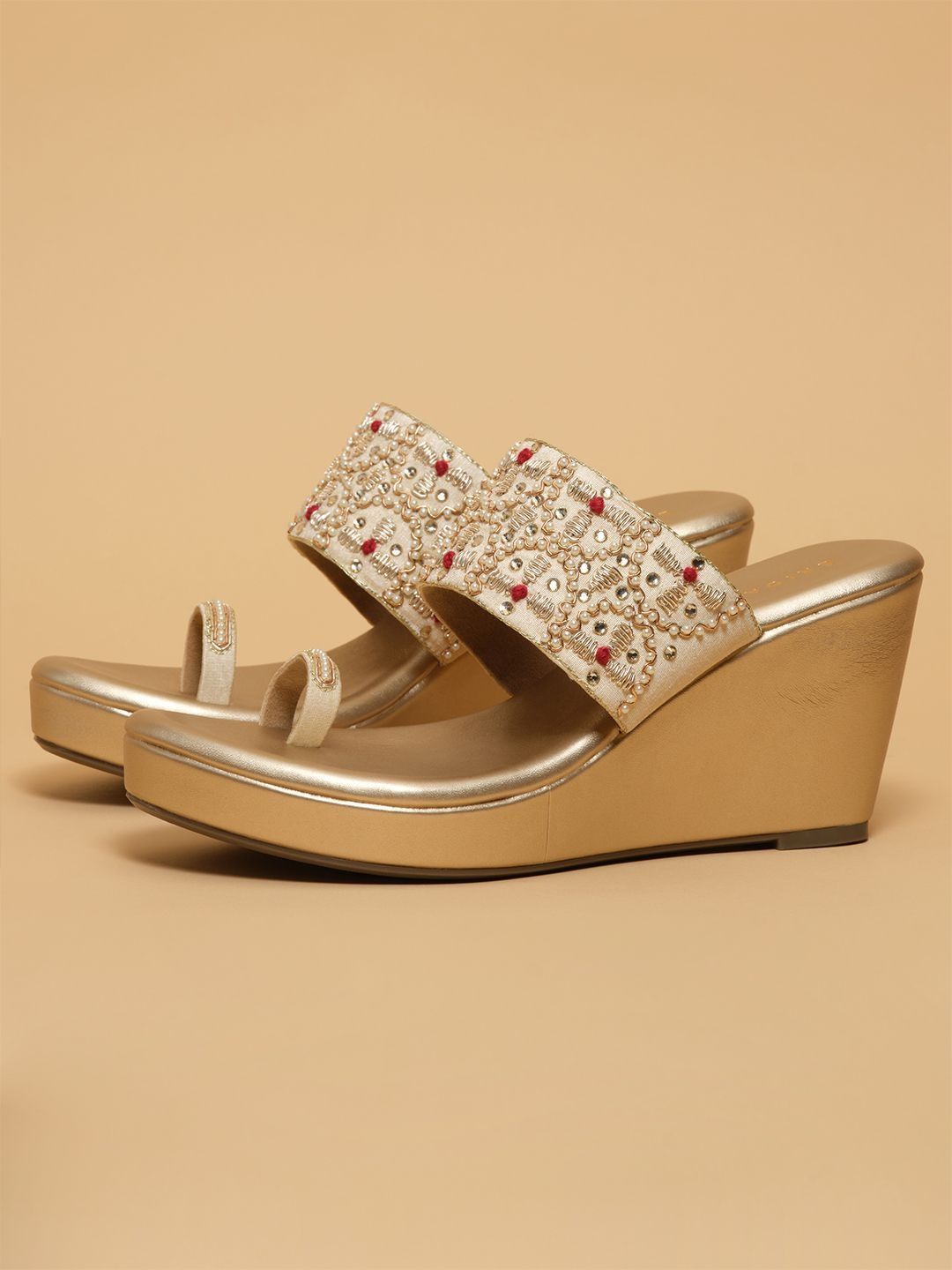 ERIDANI Embellished Cushioned Footbed Wedge Sandals-picture-25