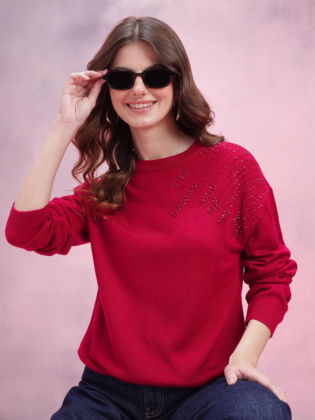 DressBerry Round Neck Pullover with Embellished Detail-picture-26