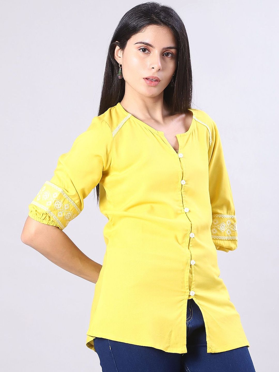 V-Mart Ethnic Motifs Embroidered Thread Work Thread Work Kurti-image-47