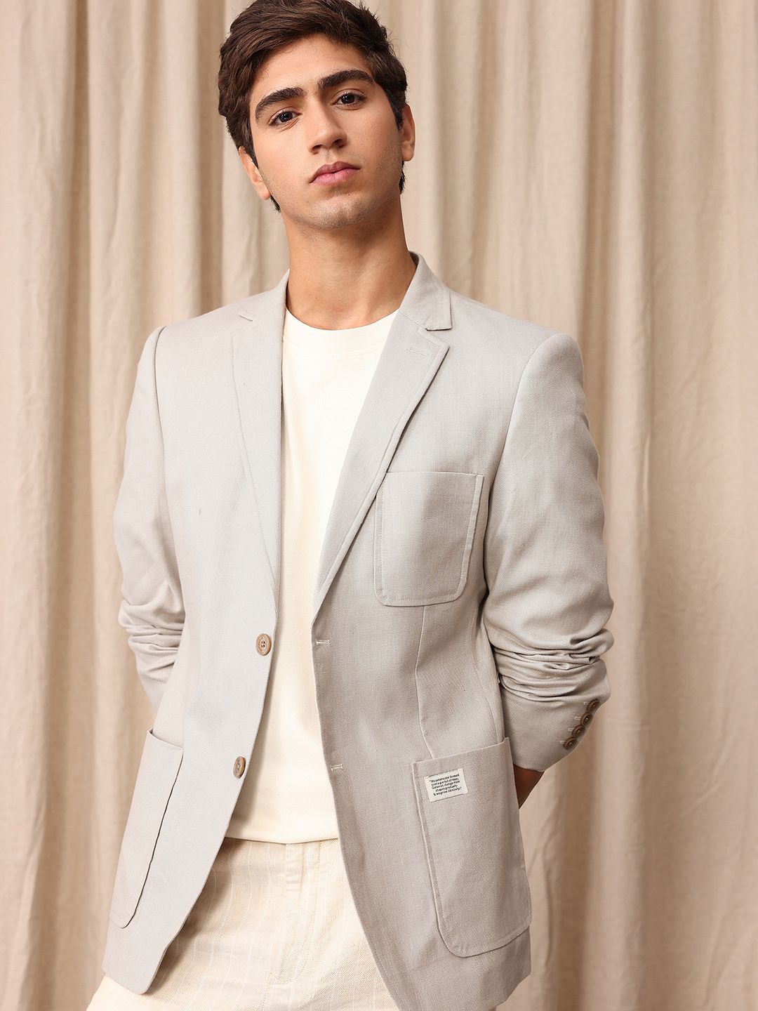 Mr Bowerbird Tailored Fit Single Breasted Linen Cotton Casual Blazer-picture-28