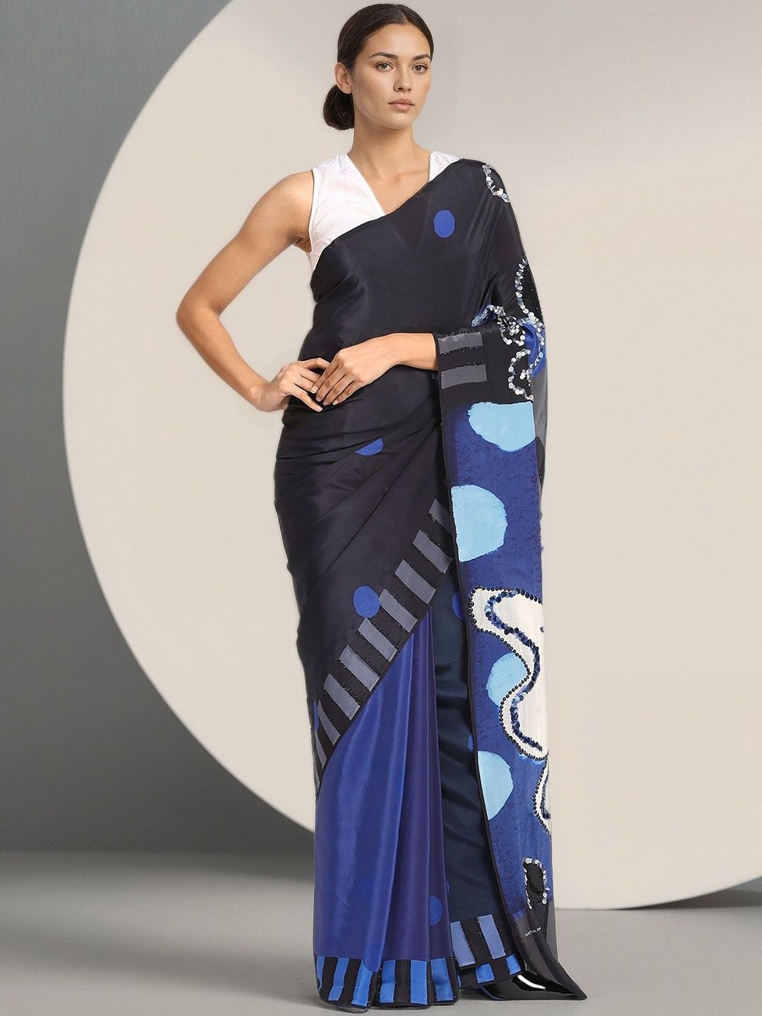 Satya Paul Sequinned Silk Blend Designer Saree-picture-41