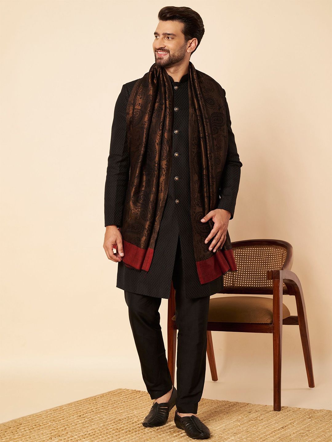 Zamour Men Woven Design Stole-picture-37