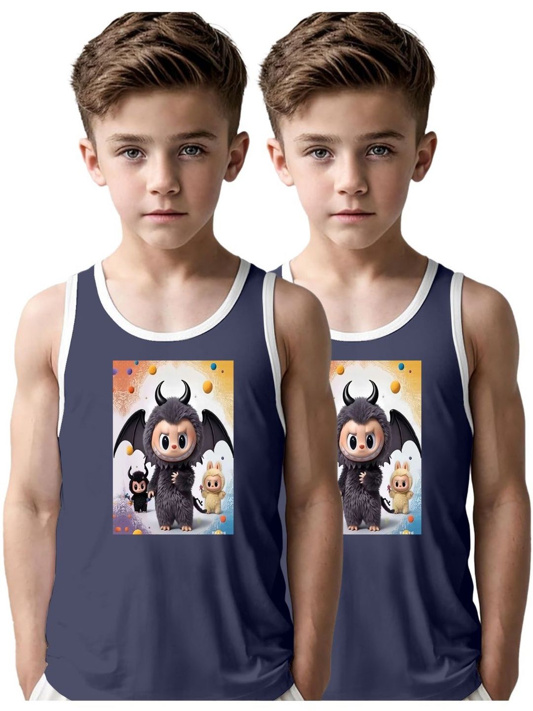 MGRS Boys Pack Of 2 Printed Pure Cotton Basic Vests-picture-11
