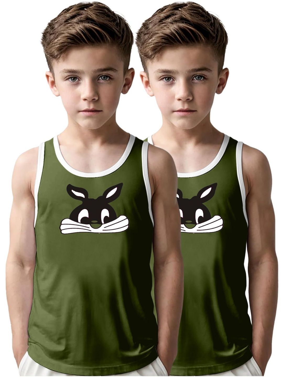 MGRS Boys Pack Of 2 Printed Cotton Basic Vests-image-47