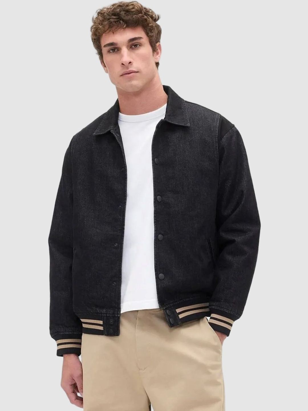 GAP Men Spread Collar Relaxed Fit Bomber Jacket wih Snap Button Closure-image-45