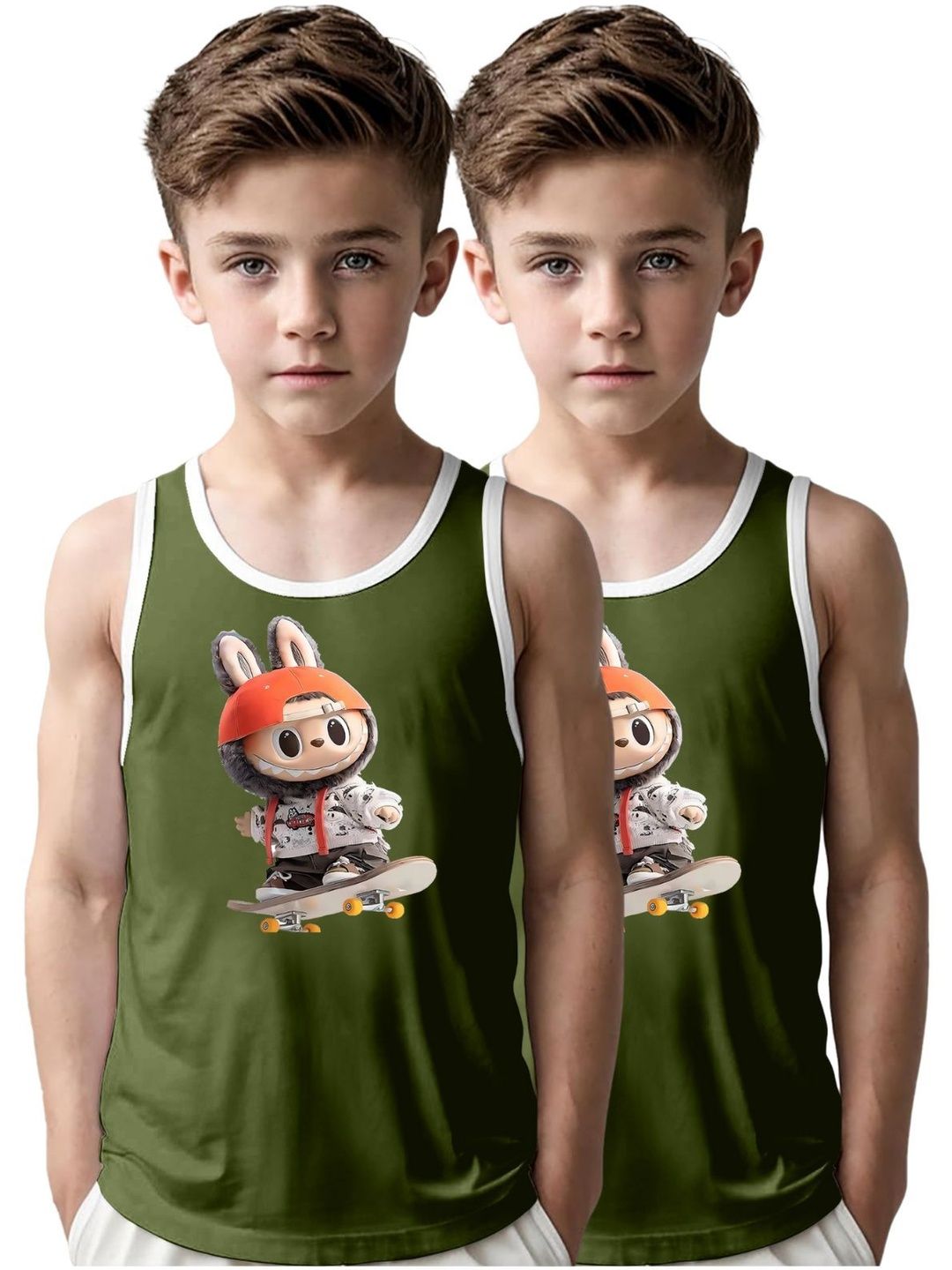 MGRS Boys Pack Of 2 Printed Pure Cotton Basic Vests-picture-18