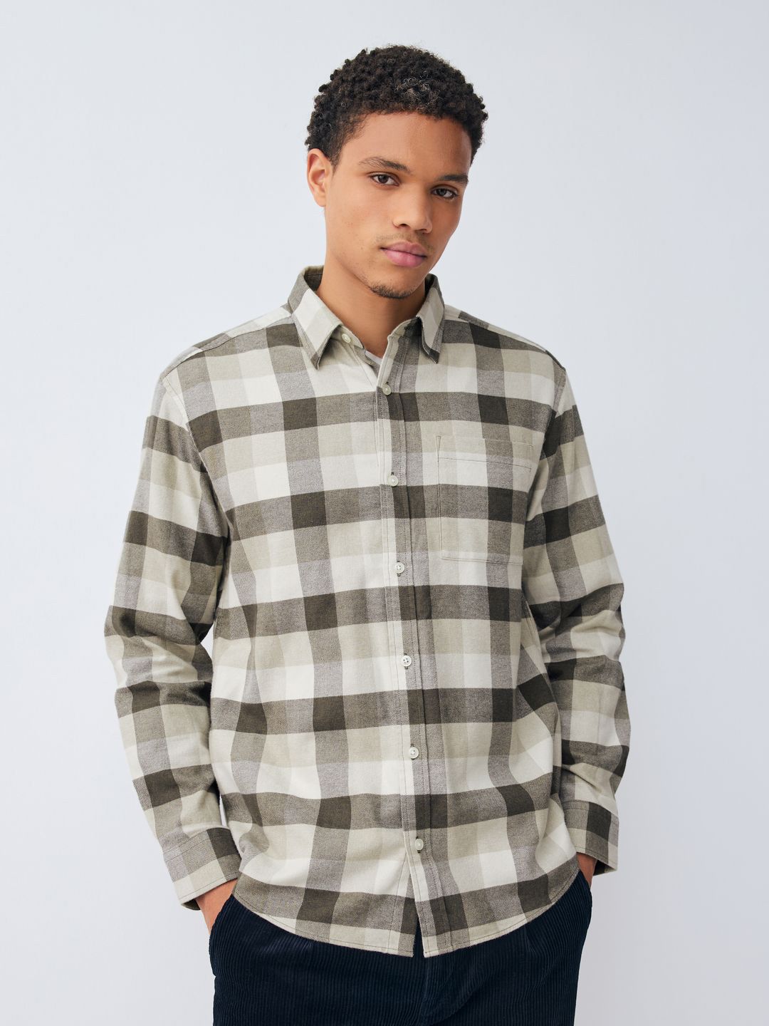 NEXT Men Pure Cotton Gingham Checked Cutaway Collar Regular Fit Casual Shirt-picture-56