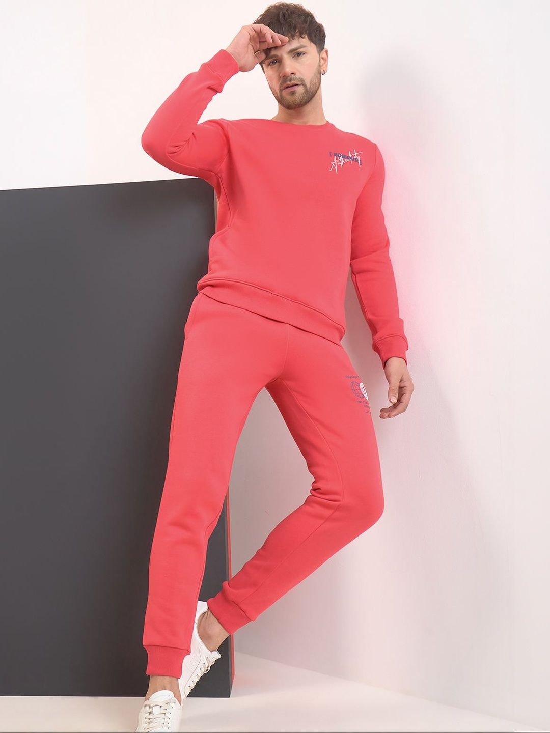 Sweet Dreams Men Printed Sweatshirt & Slim Fit Mid-Rise Joggers Tracksuit-picture-44