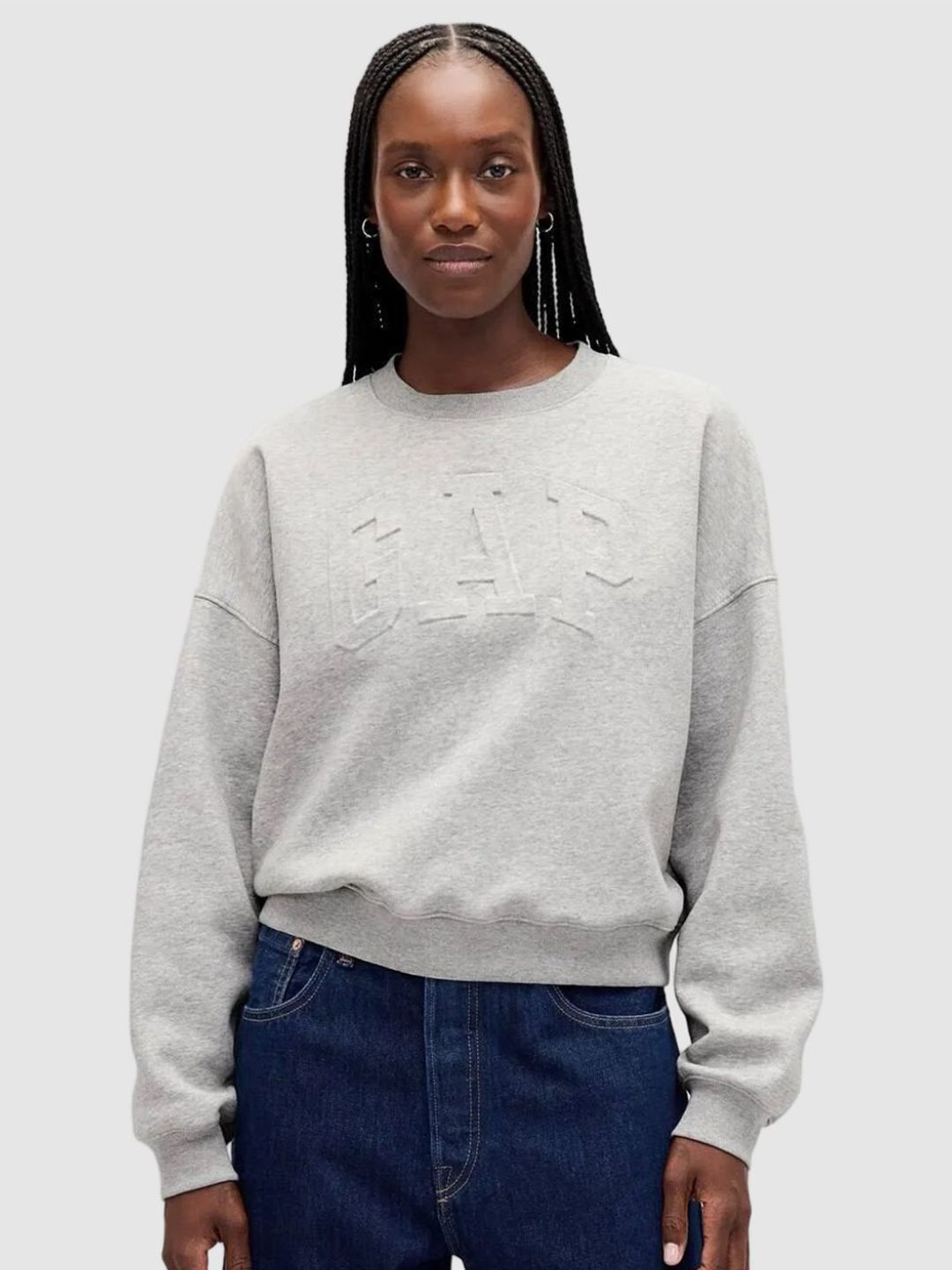 GAP Women Brand Logo Embossed Drop-Shoulder Sweatshirt-picture-10