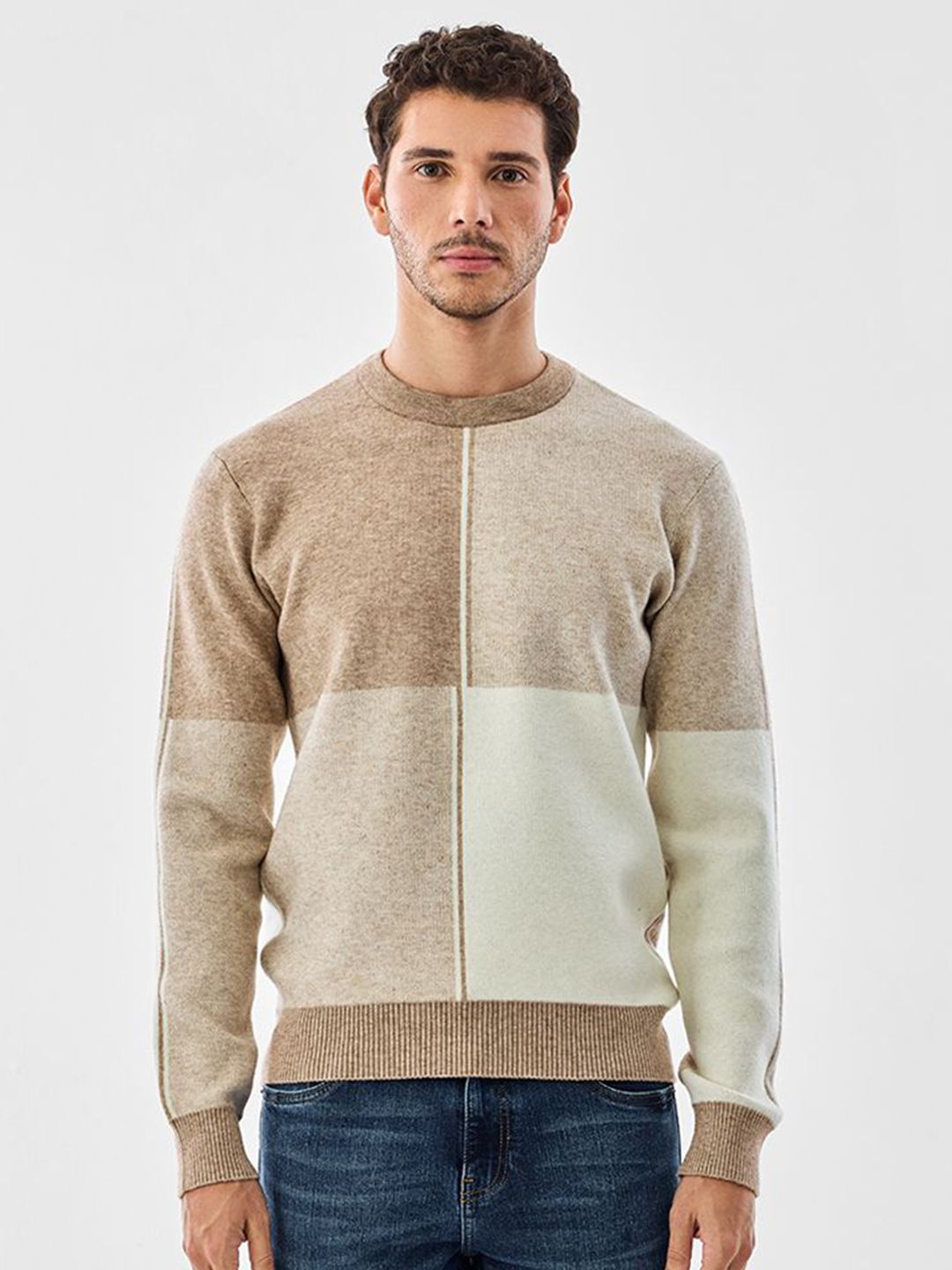 Snitch Men Colourblocked Round Neck Long Sleeves Pullover Sweater-picture-22