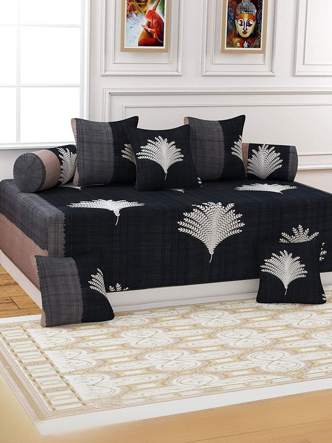 Homybees Black 220 TC Single Bedsheet with Pillow Covers-picture-41