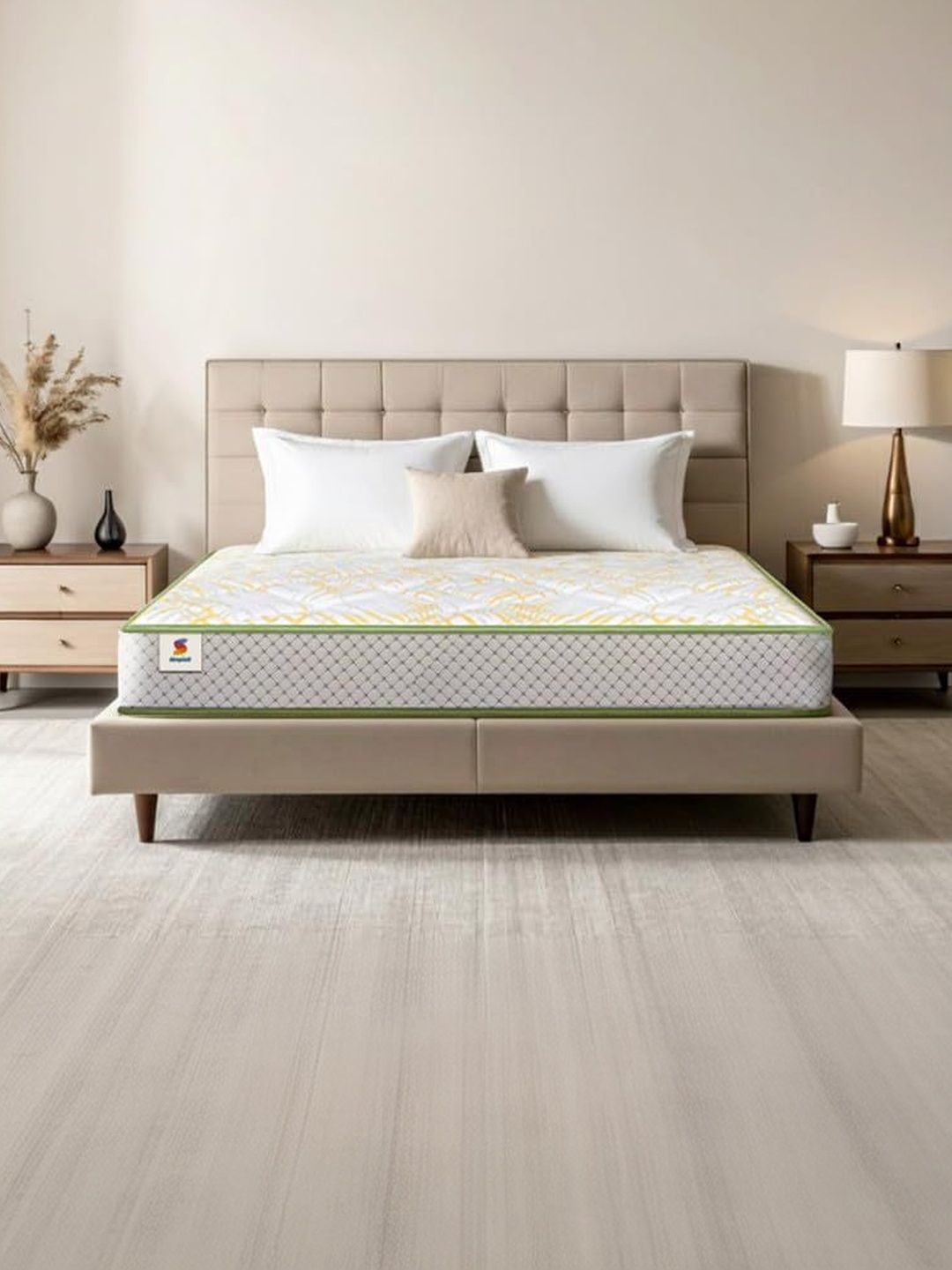 Sleepwell Pro Spinatech Classic White & Yellow Printed Orthopedic King-Size Mattress-picture-29