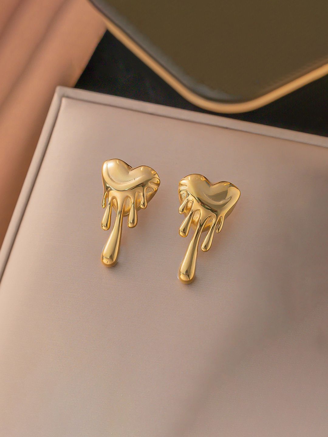 Designs & You Gold-Plated Heart Shaped Drop Earrings-picture-27