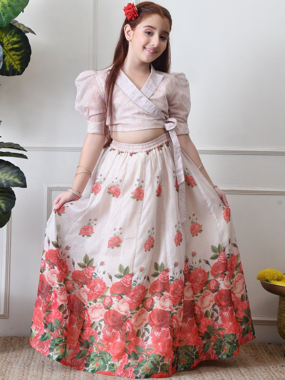 Indi-Loom Couture Girls Printed Organza Ready To Wear Lehenga & Blouse-picture-58