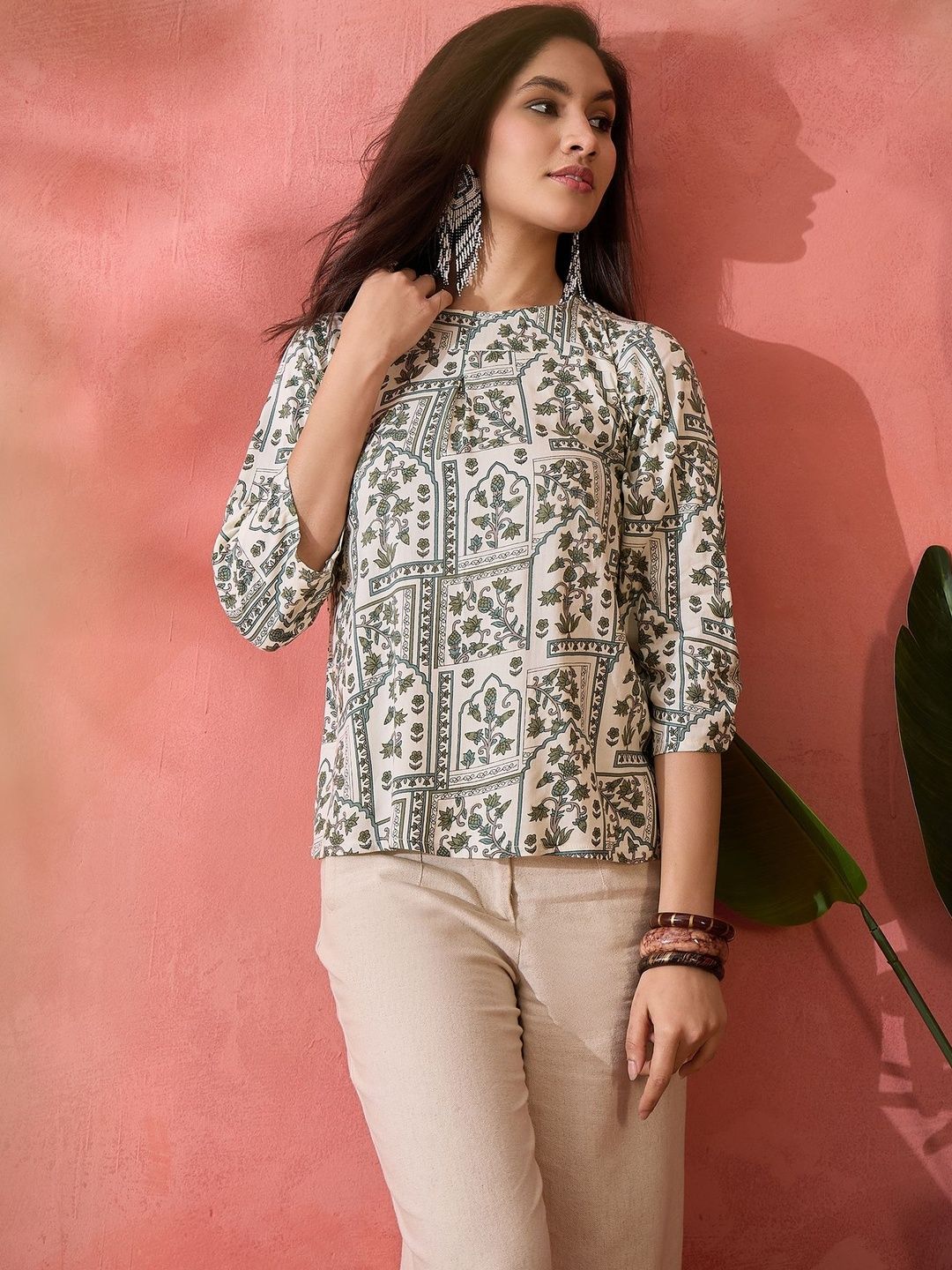 InWeave Women Floral Printed Round Neck Ethnic Top-picture-23