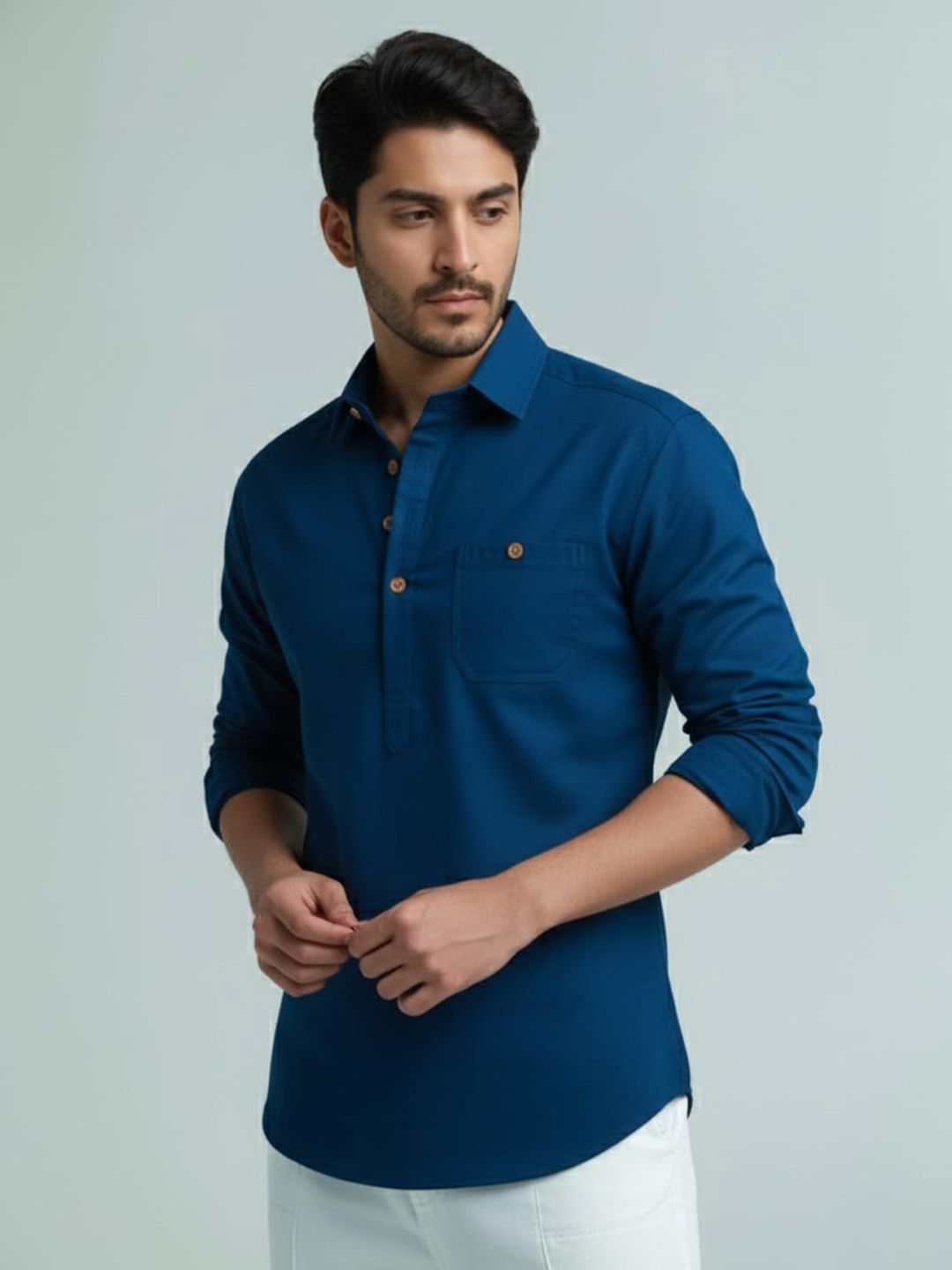Vida Loca Shirt Collar Roll-Up Sleeves Short Kurta-picture-15