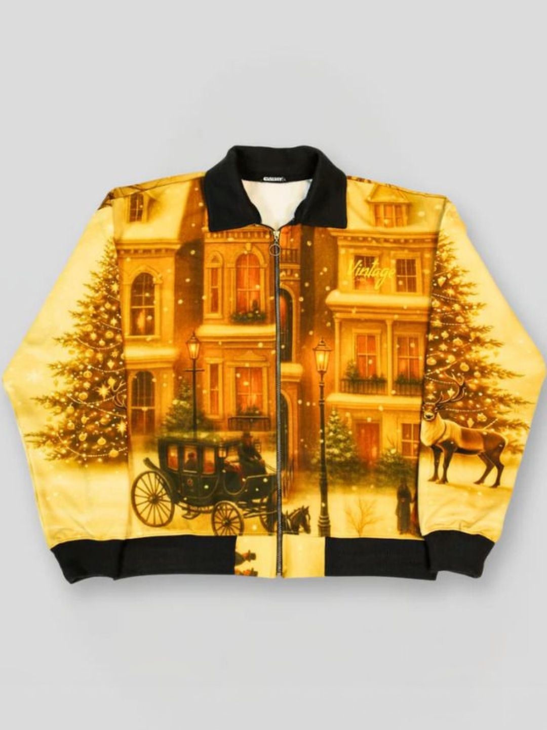 Clazzey Men Graphic Printed Stand Collar Lightweight Zip Up Bomber Jacket-picture-25