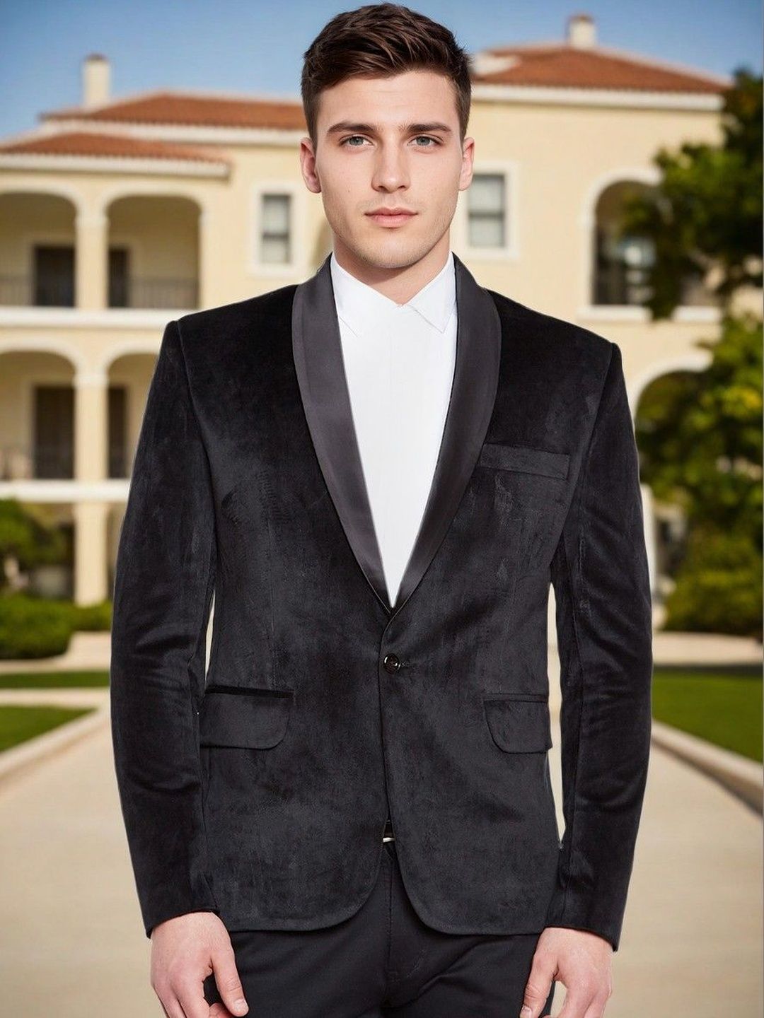 PRINTCULTR Shawl Collar Single Breasted Blazer-picture-30