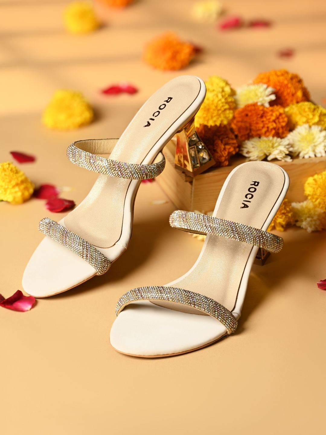 Rocia Women Embellished Diamond Studded Party Block Sandals-picture-41