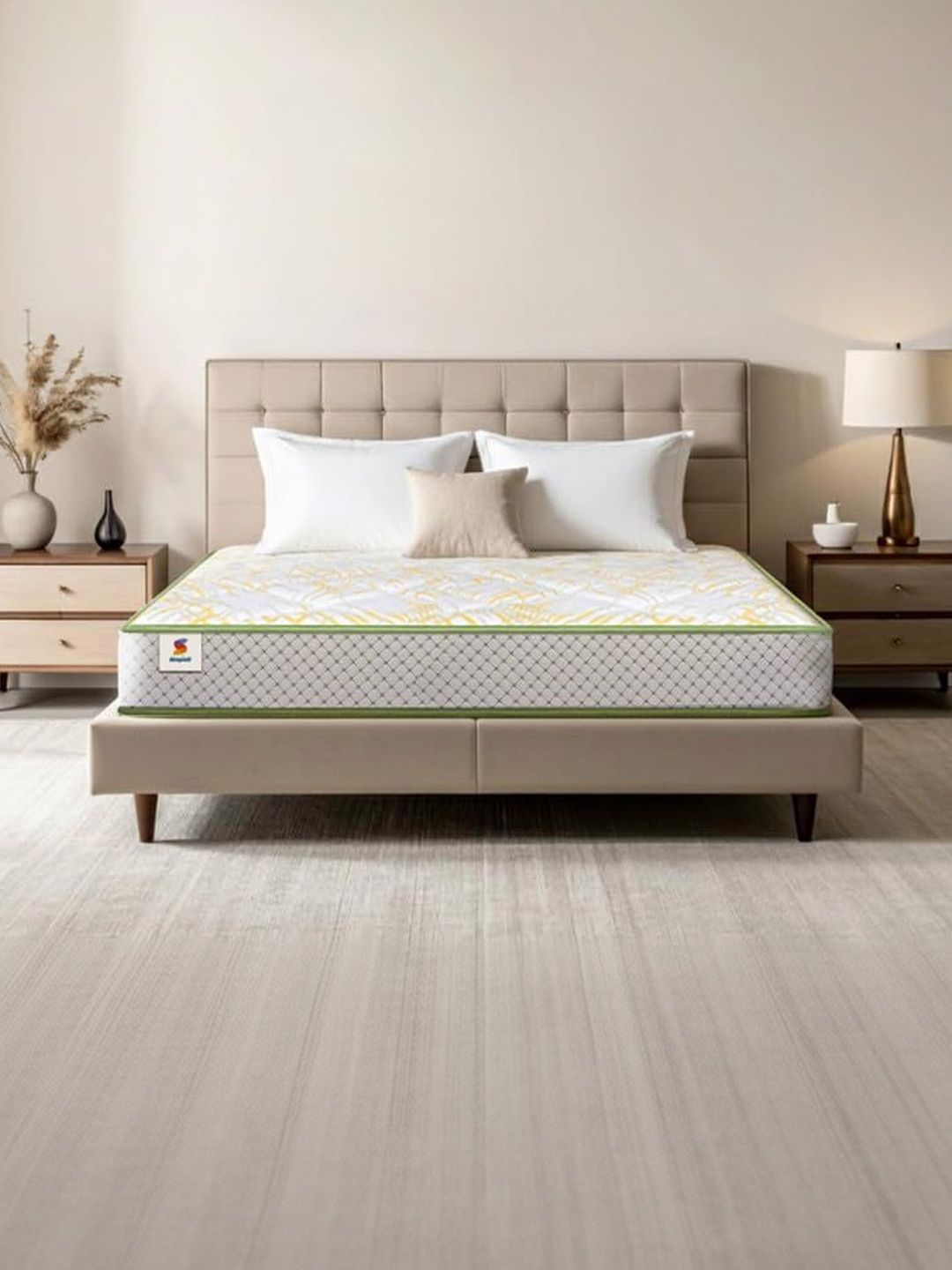 Sleepwell Pro Spinatech Classic White & Yellow Printed Orthopedic King-Size Mattress-picture-25