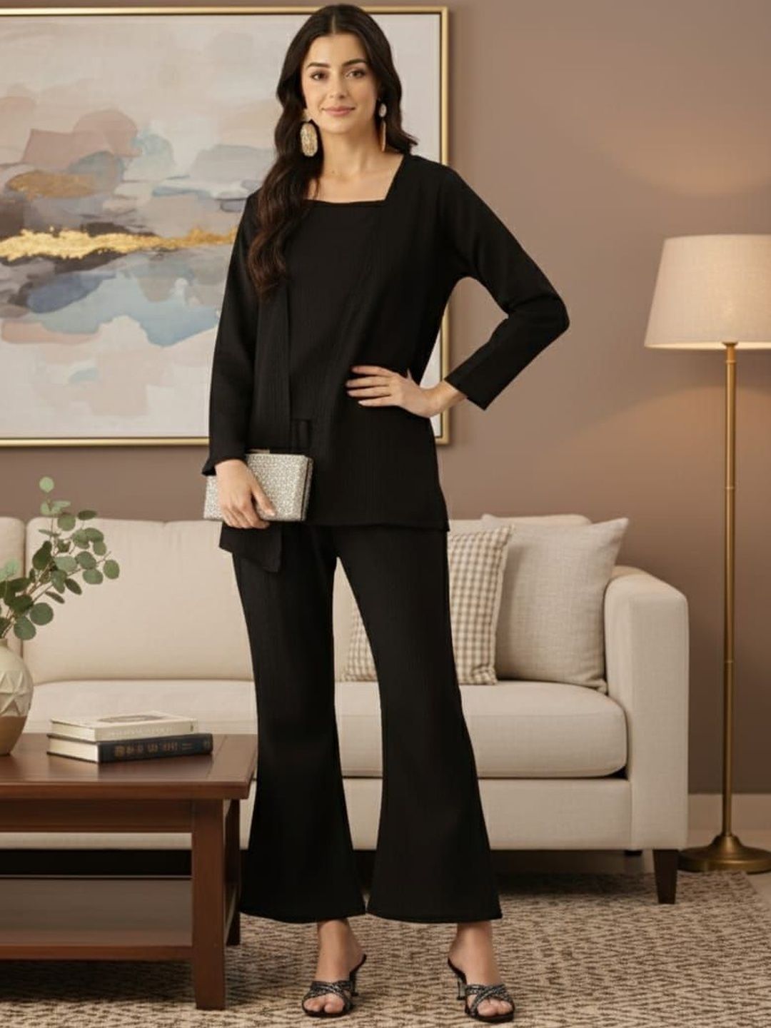 SZN Printed Square Neck Tunic With Trousers Co-Ords-picture-34