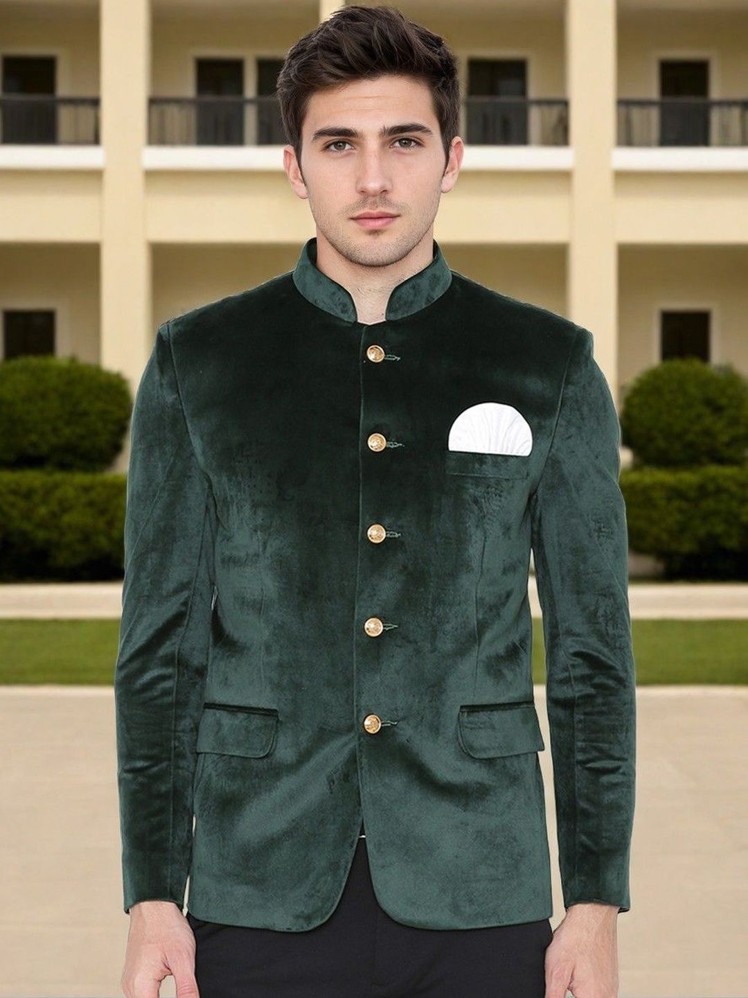 PRINTINDIA Velvet Mandarin Collar Jodhpuri Blazer-picture-34