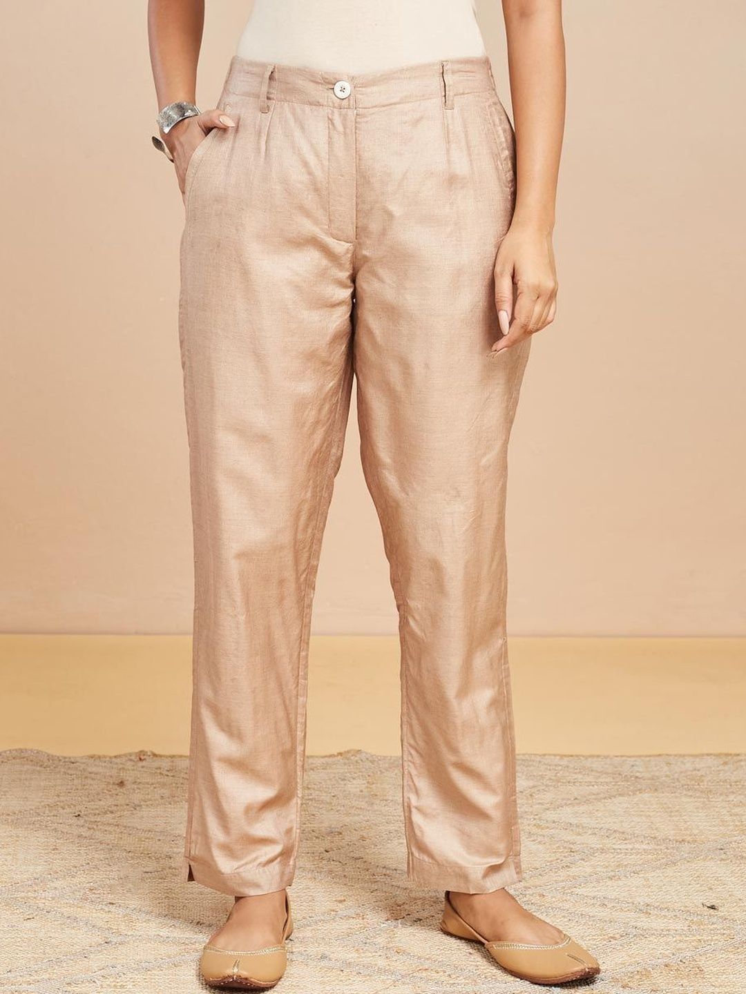 Fabindia Women Slim Fit Mid-Rise Easy Wash Kosi Pant-picture-44