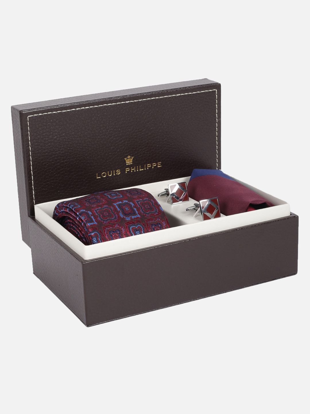 Louis Philippe Men Tie Pocket Square And Cufflink Accessory Gift Set-picture-19