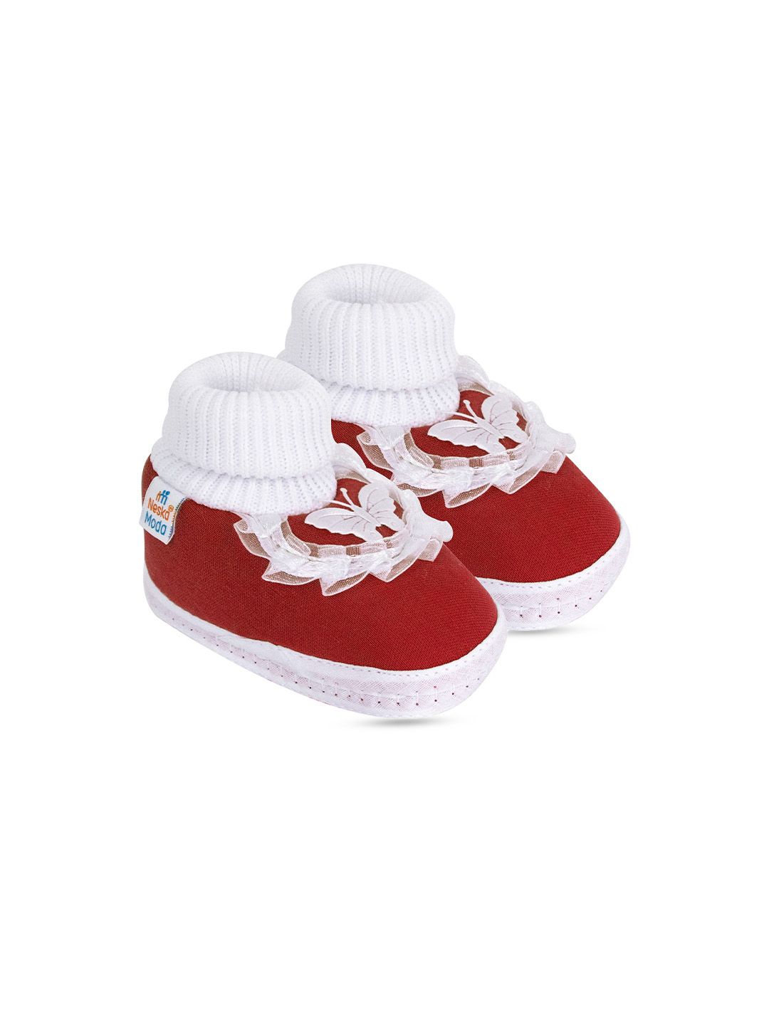 NESKA MODA Girls Butterfly Frill Cotton Booties-picture-45