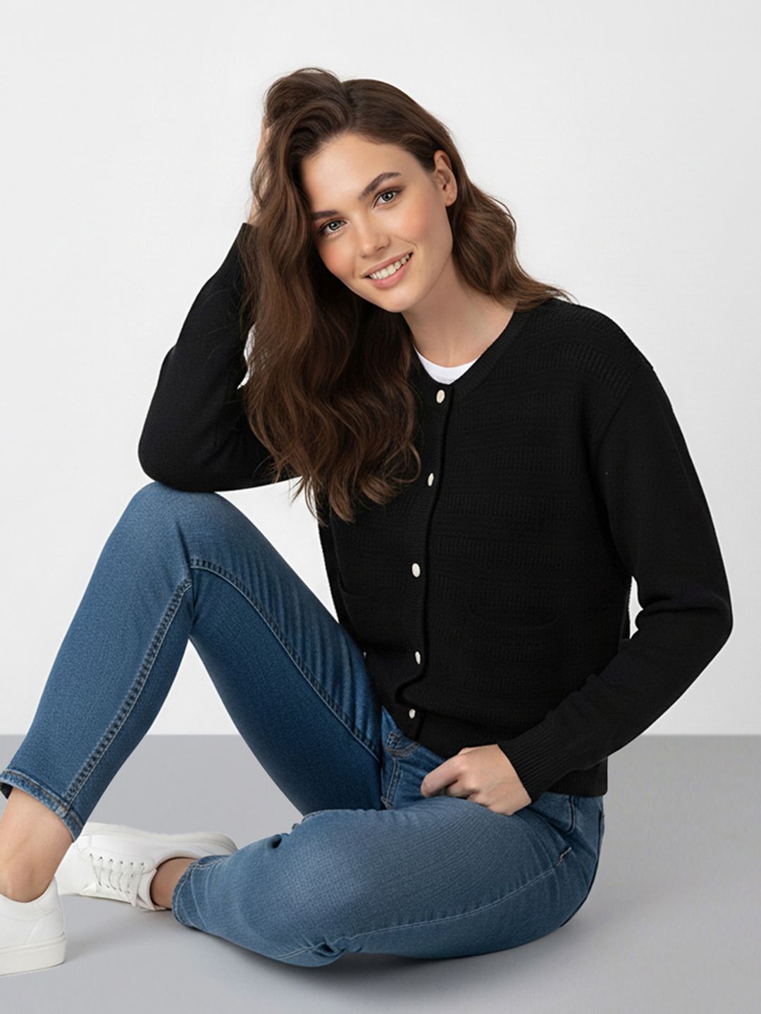 Mast & Harbour Self Striped V-Neck Cardigan-picture-56