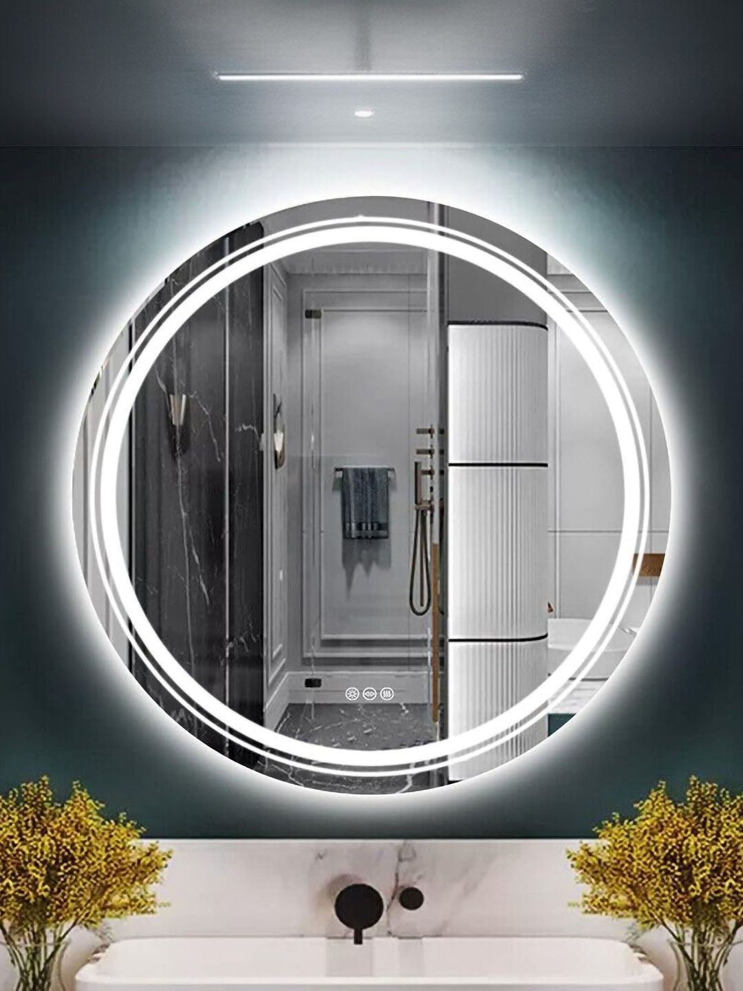 ARYAANSH White Round Glass Touch Sensor & Anti-Fog LED Wall Mirrors-picture-25