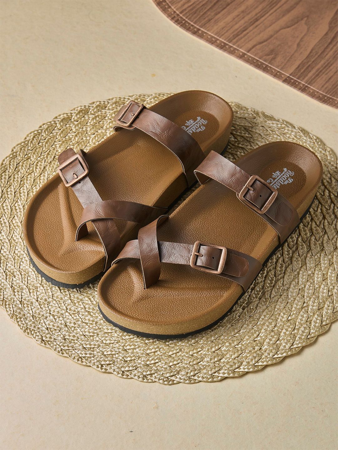 The Roadster Lifestyle Co. Men Stylish Dual Strap Comfort Sandals with Buckle Detail