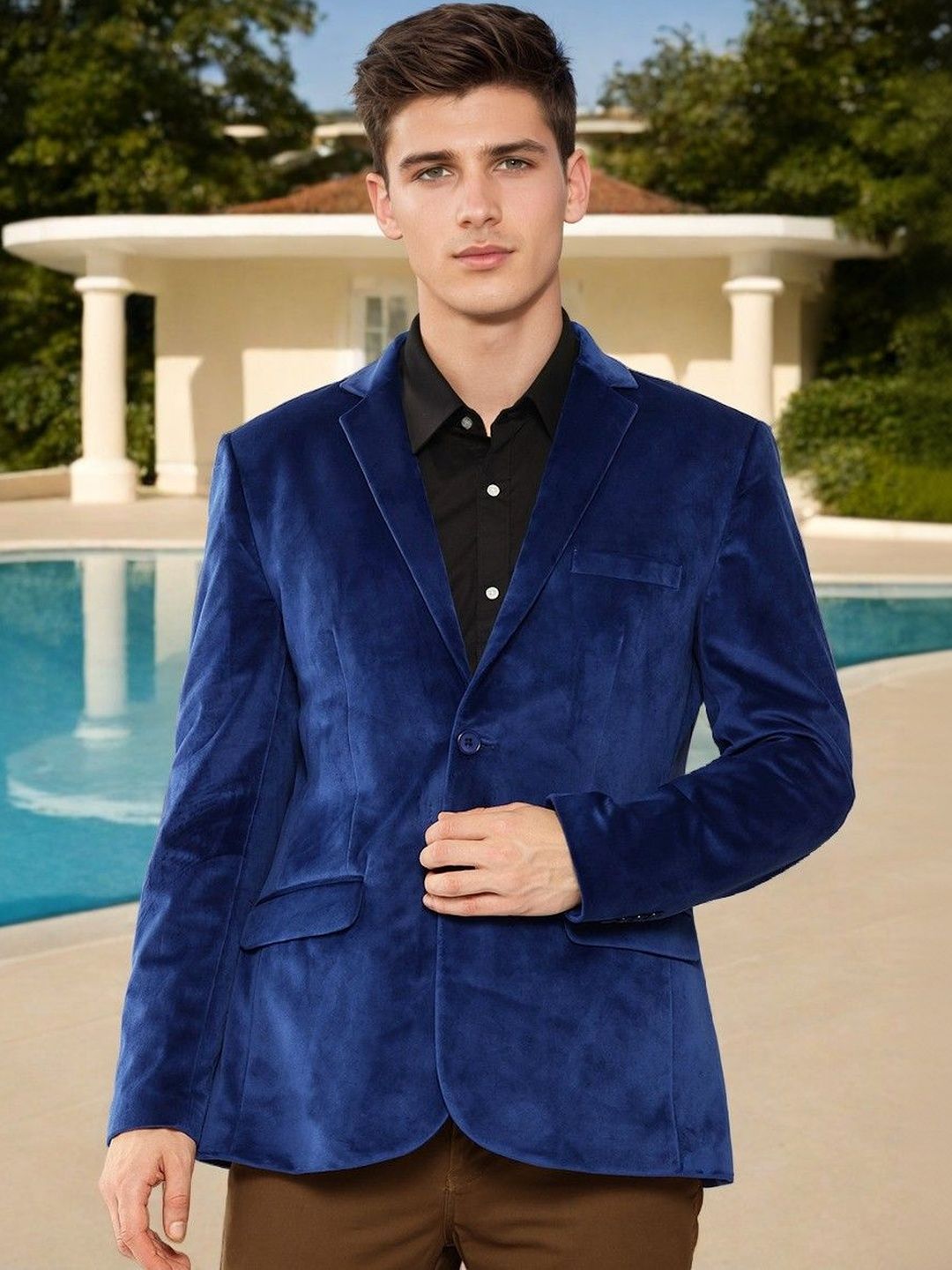 PRINTCULTR Notched Lapel Single Breasted Blazer-picture-51