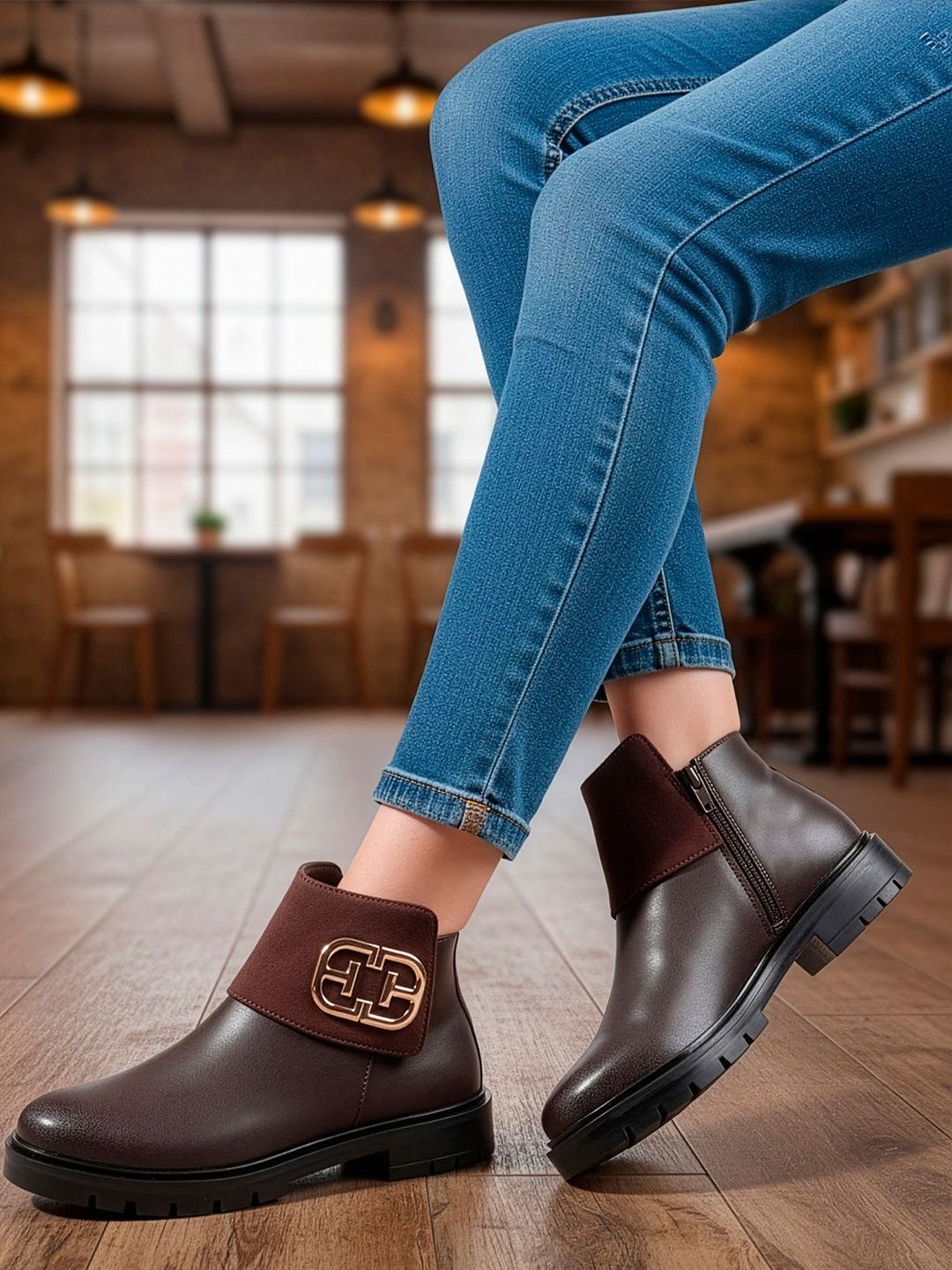 ELLE Women Round Toe Mid-Top Block Heel Sandals-picture-25
