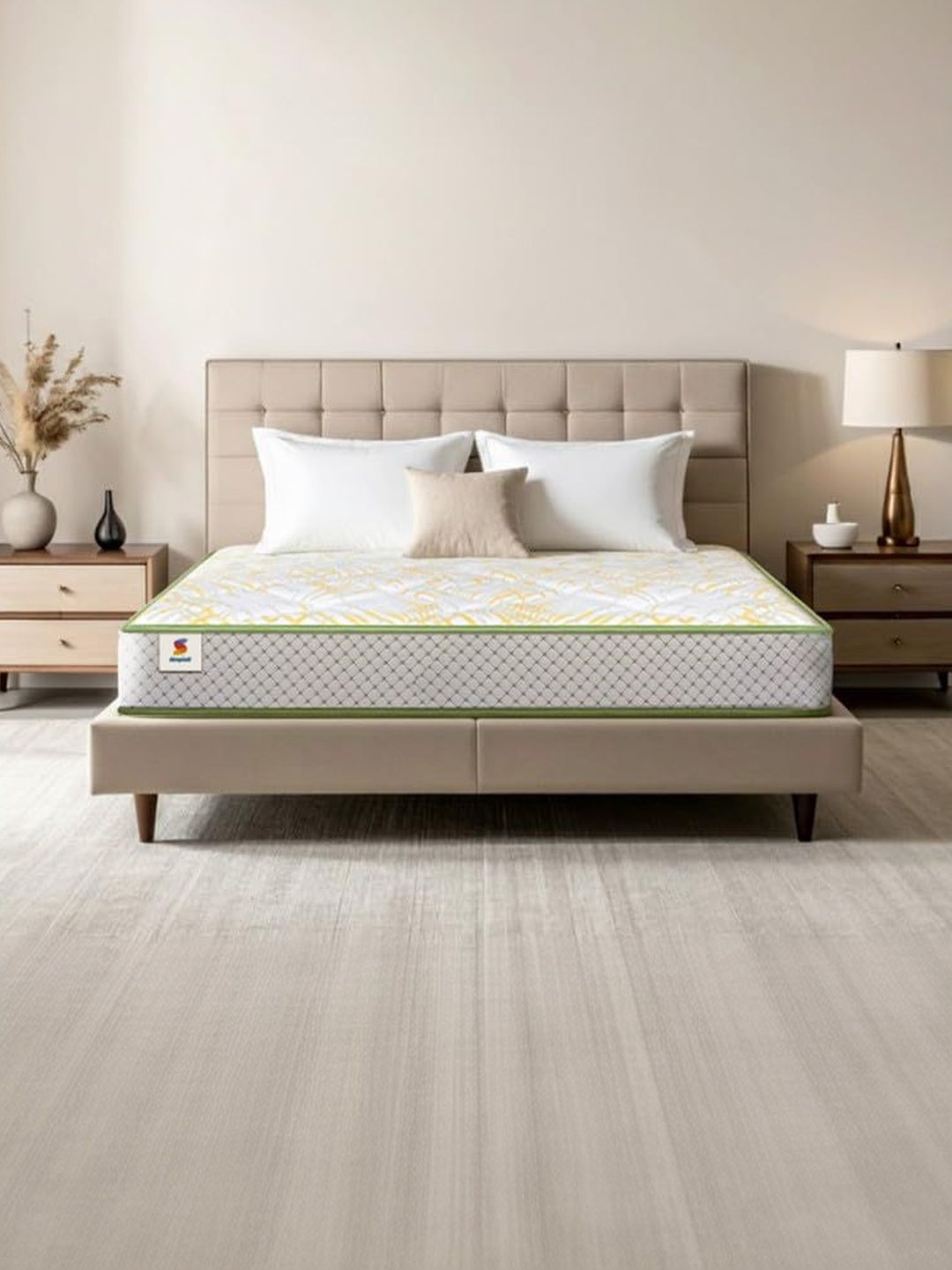Sleepwell Pro Spinatech Classic White & Yellow Printed Orthopedic Queen-Size Mattress-image-13