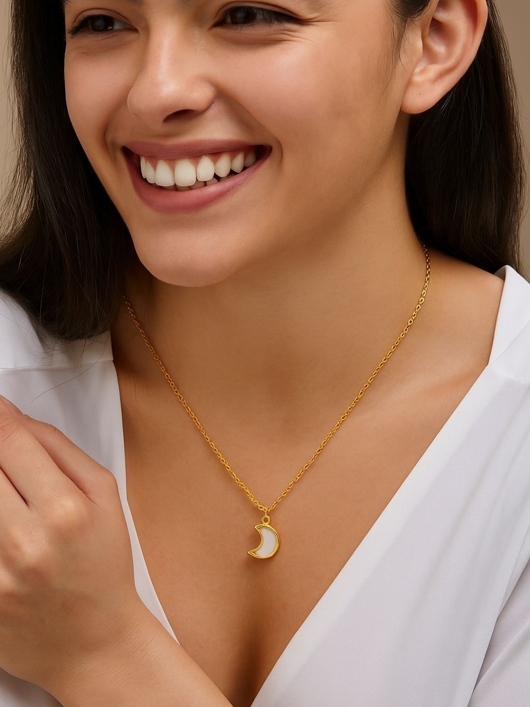 SZN Gold-Plated Quirky Shaped Enamelled Pendant With Chain-picture-27