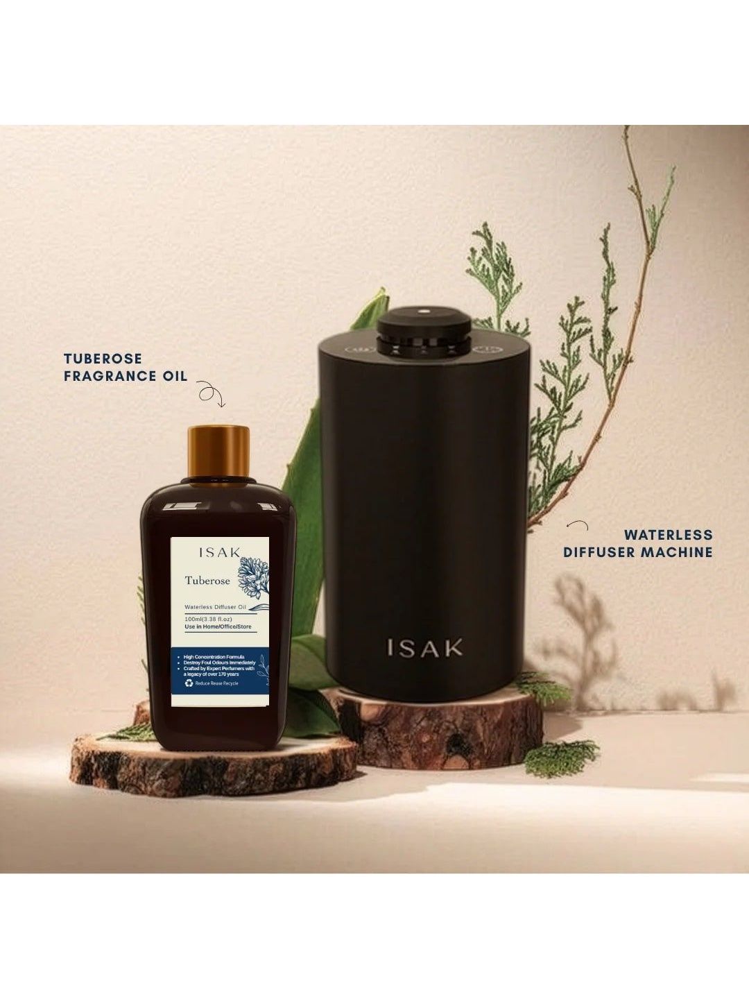 Isak Pack of 2 Waterless Diffuser Machine & Tuberose Diffuser Oil-image-43