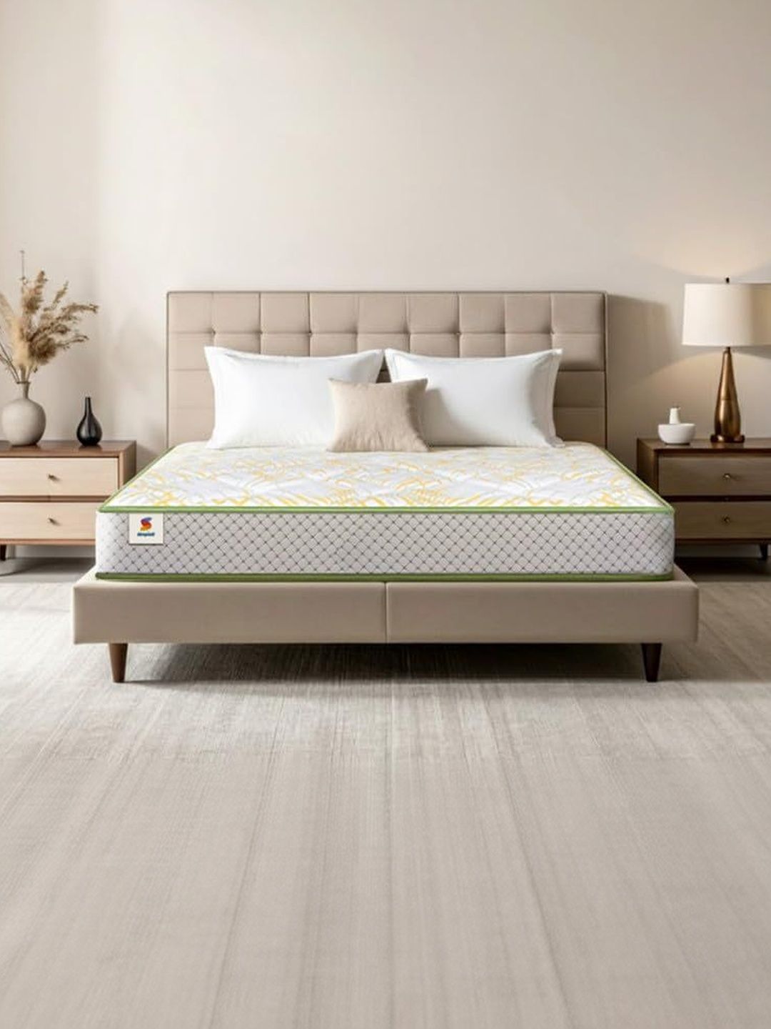 Sleepwell Pro Spinatech Classic White & Yellow Printed Orthopedic King-Size Mattress-picture-53
