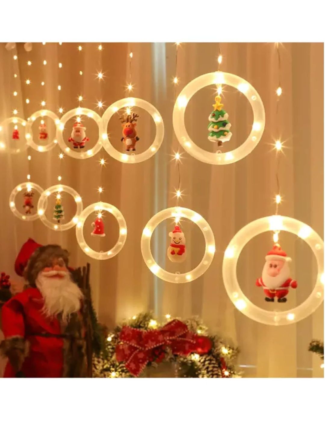 Quace Christmas Ring Curtain Theme 2.5m Warm-White Weather-Resistant String Lights-picture-41