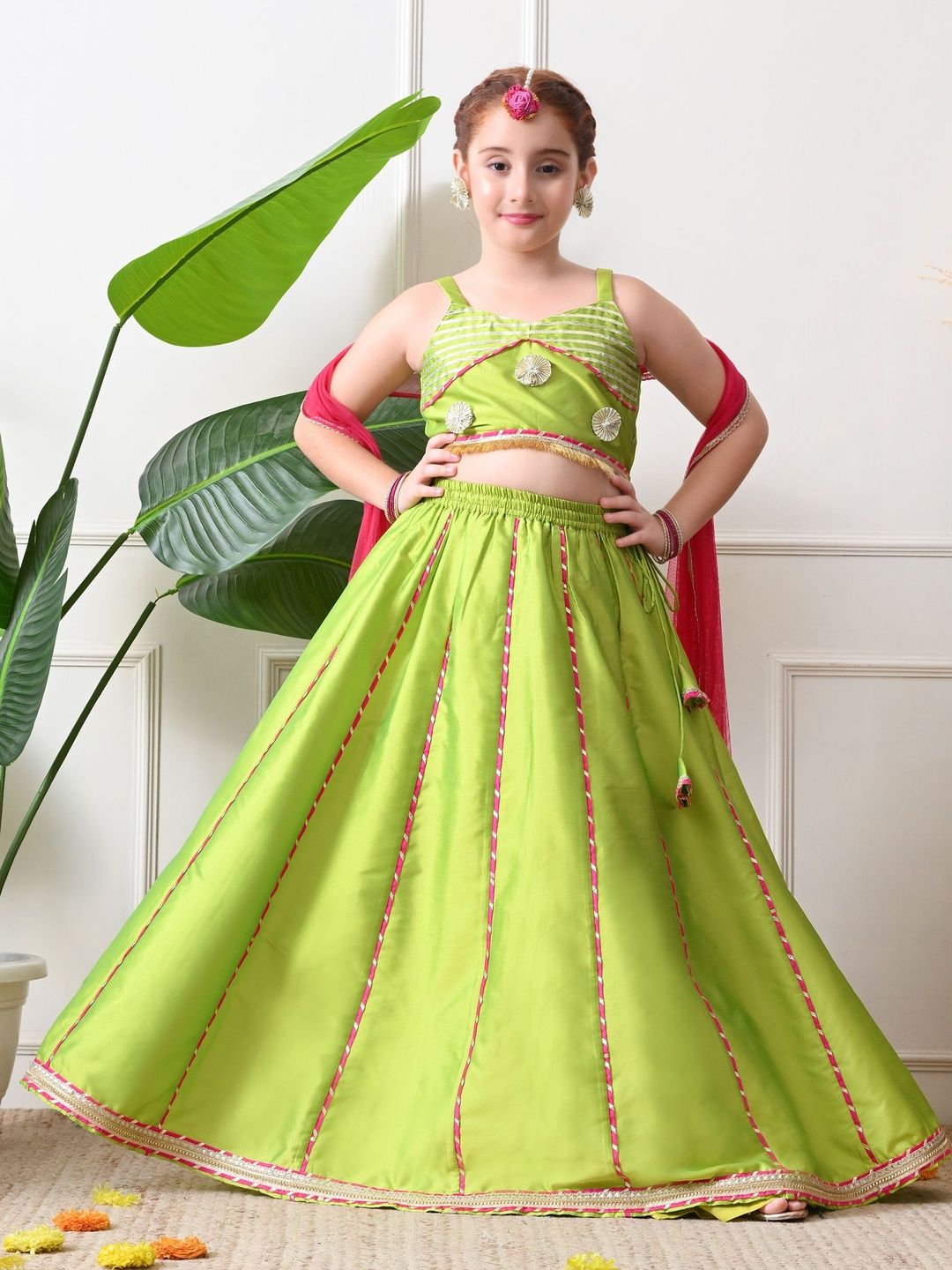 Indi-Loom Couture Girls Embellished Ready to Wear Lehenga & Blouse With Dupatta-picture-58