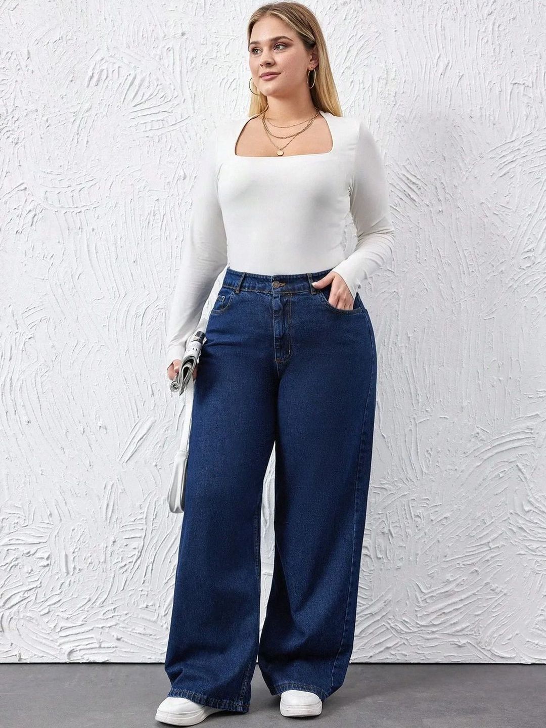 Kotty Women Wide Leg High-Rise Plus Size Stretchable Jeans-image-45