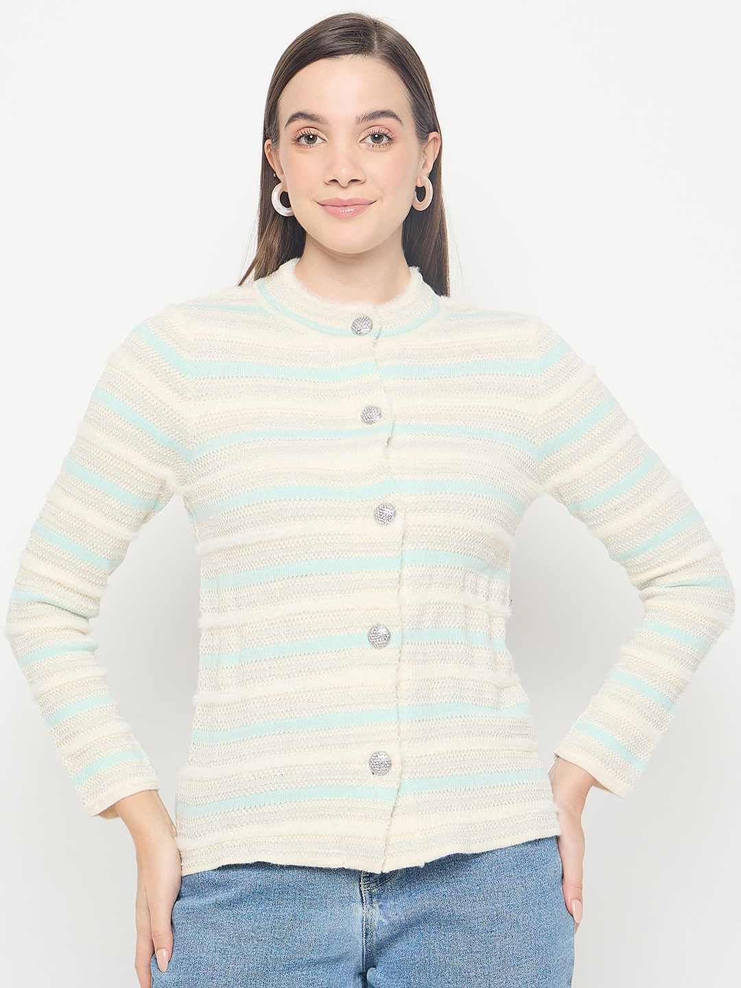 Madame Women Striped Cardigan Sweaters-picture-38