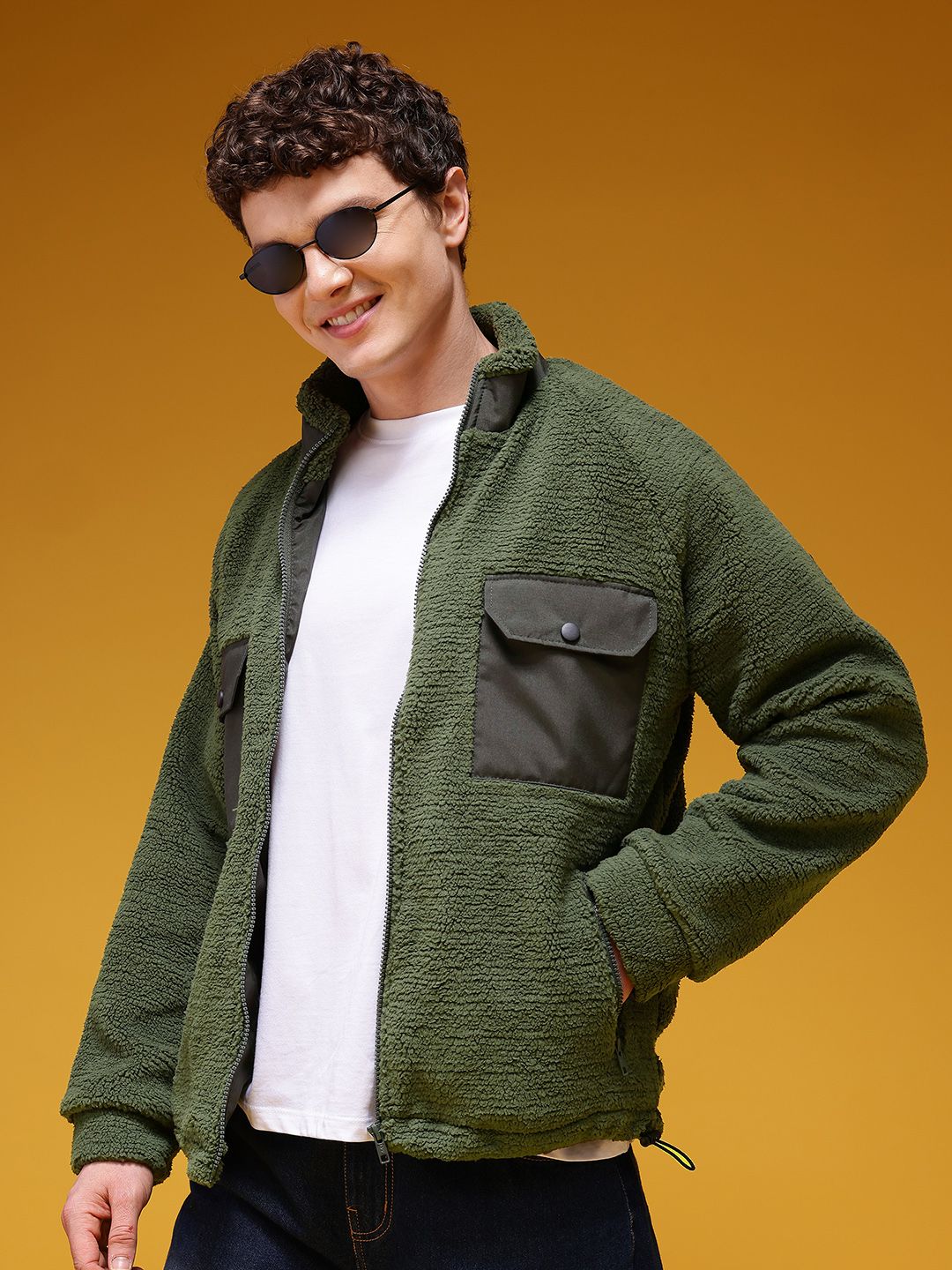 HERE&NOW Mock Collar Fleece Sherpa Jacket-picture-39