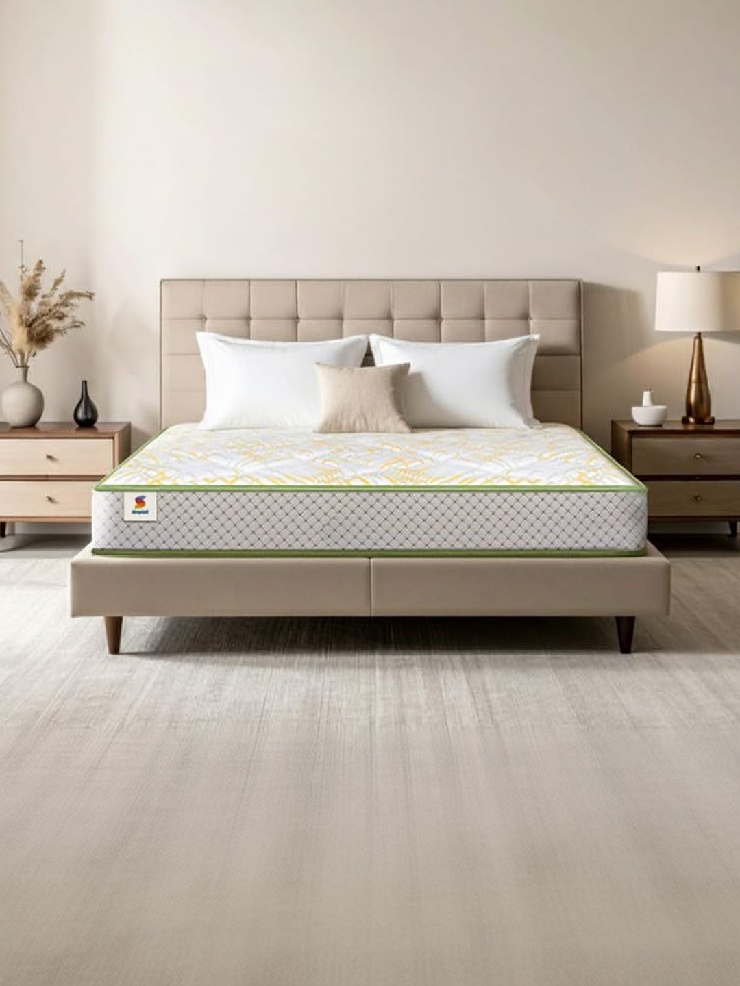 Sleepwell Pro Spinatech Classic White & Yellow Printed Orthopedic Queen-Size Mattress-picture-58
